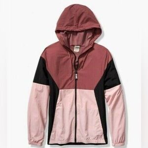 Pink Victoria Secret Black/Pink/Cocoa Zip up Jacket w/ Hoodie